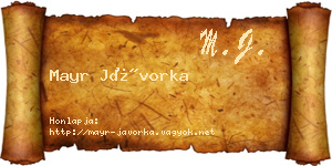 Mayr Jávorka névjegykártya